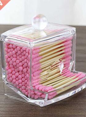 Acrylic Cotton Swabs Storage Holder Box Portable Makeup Cott