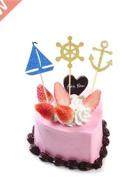 24pcs Sailing Boat Anchor Cake Topper Cake Picks Cupcake