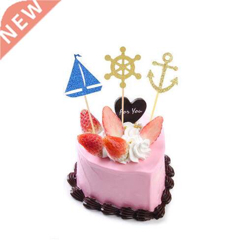 24pcs Sailing Boat Anchor Cake Topper Cake Picks Cupcake