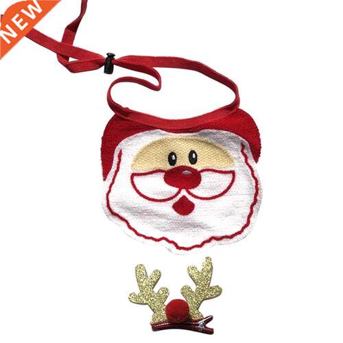 2pcs Christmas Pet Bib Triangle Scarf Adjustable Bibs Pet