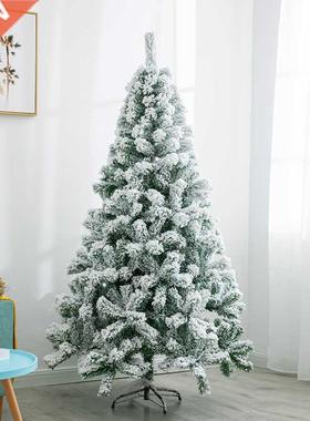 白色喷雪植绒人造雪仿真树pvc圣诞树套装Flocking christmas tree