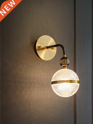 All copper light luxury wall lamp modern minimalist bedroom