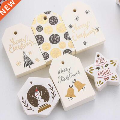 50/100Pcs Merry Christmas Tags Labels Gift Wrapping Paper Ha