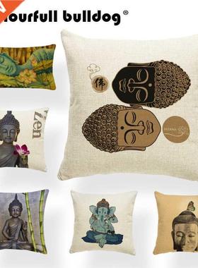 Ganesha Cushion Pillow Thailand China Buddha Zen Cover Pill