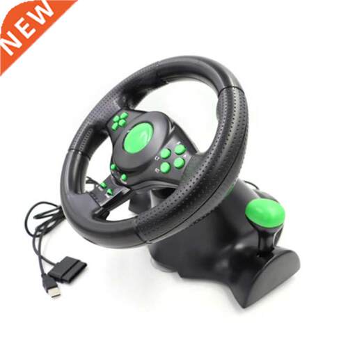 4 in 1 Gaming Steering Wheel with Pedals 180 Degree Rotation