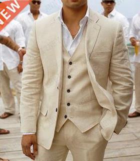 2021 Men Suit Linen Beige For Bech Wedding Csul Mn Blze