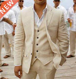 2021 Men Suit Linen Beige For Bech Wedding Csul Mn Blze