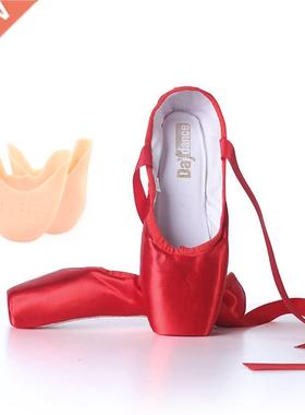 Red Ballet Pointe Shoes Satin Ballerina Ballet Shoes Girls W