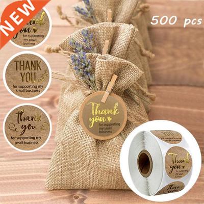 500pcs Kraft Stickers with Gold Foil round labels sticker f