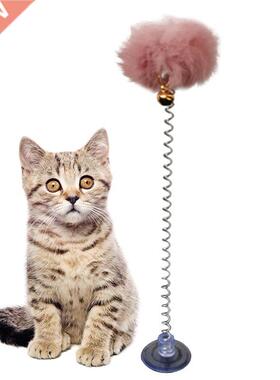 1pc Cat Teaser Toy Interactive Plush Cat Spring Wand Kitten