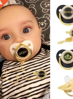 Letter Print Baby Pacifier with Chain Clip Newborn BPA Free