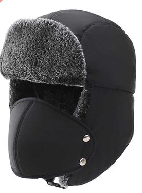 Unisex Warm Winter Ear tion Face Hat Mens Faux Fur Bom
