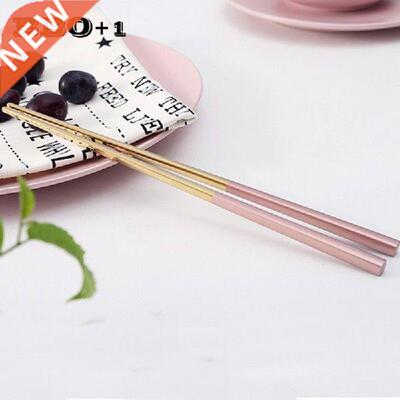 1 pair Pink Gold Silver Chopstick Korean Dinner set