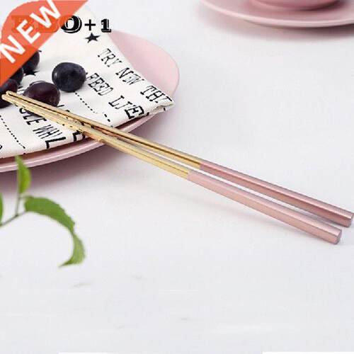 1 pair Pink Gold Silver Chopstick Korean Dinner set