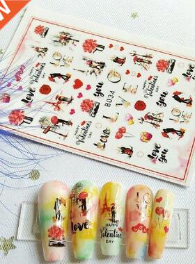 12Pcs/Set Nail Decals Glitter Nail Sticker Valentines