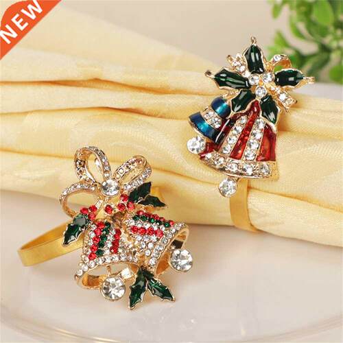 Metal Christmas Napkin Rings Bells Elk Snowman Xmas Table