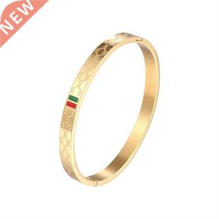 ndy Bangle for Women Red and Green Charm Stainless Steel Gol