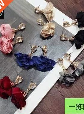 Hot selling fashion and elegant fabric flash diamond earring