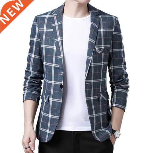 2022 Fashion Brand Men Casual Blazers Autumn New Men's Plaid