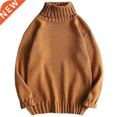 Men Turtleneck Sweater Winter Thick Warm Loose Solid Color K