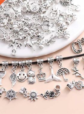 50PCS European Vintage Silver Designer Charms For Women's Pa