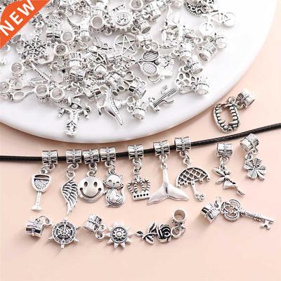 50PCS European Vintage Silver Designer Charms For Women's Pa