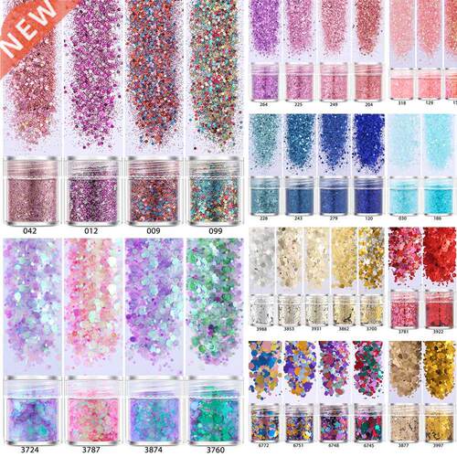 4 pots 19 Color Mix UV Epoxy Resin Filling Sequins Nail art