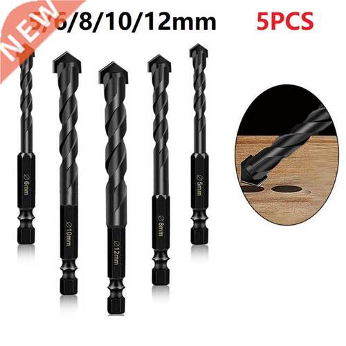 5Pcs Cross Hex Tile Drill Bits Set Carbide Triangle Porcelai