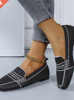 Women Flt Pump Shoes 2022 Spring Ldies Flying Woven Shllo