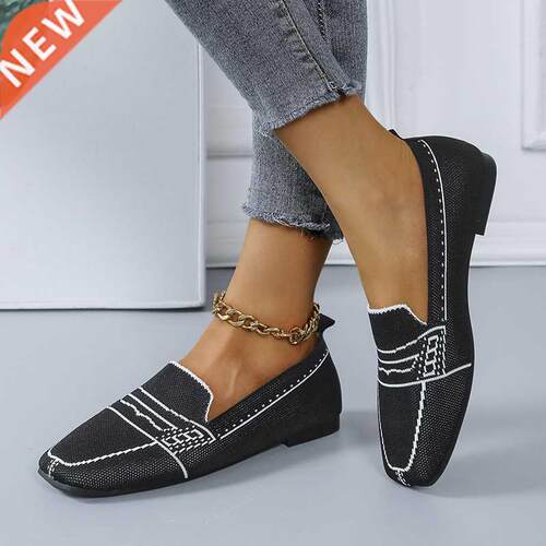 Women Flt Pump Shoes 2022 Spring Ldies Flying Woven Shllo