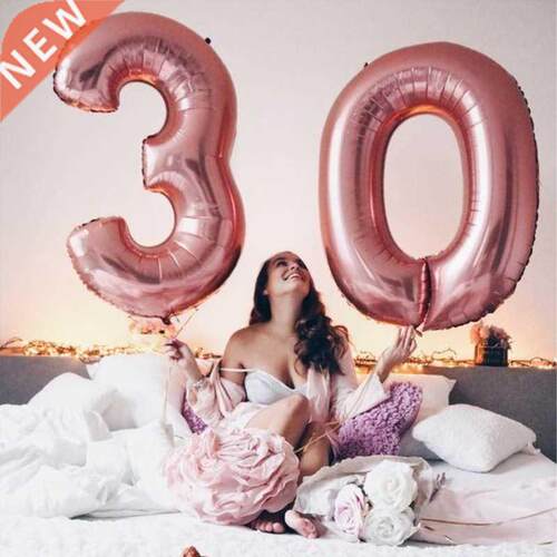 2pcs 30/40 inch Rose Gold Sliver Number Foil Balloon congrat