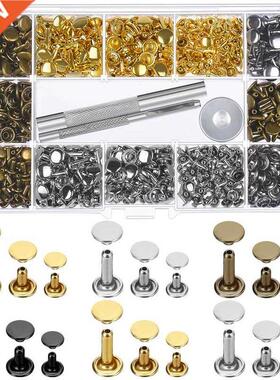 480 Sets 3 Sizes Leather Rivets Double Cap Rivet with 3 Piec