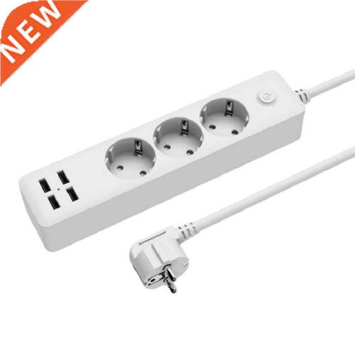 EU Power Strip Socket 2500w with 4 USB Charging Ports Outlet