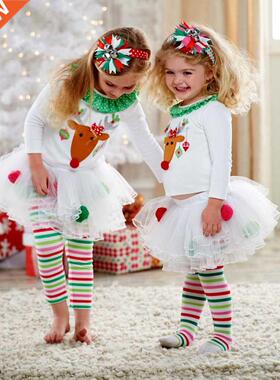 Christmas Toddler Baby Kid Girl Clothing Set Children Xmas