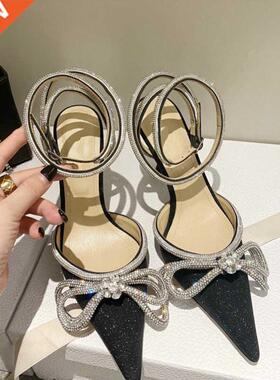 2022 New Style Rhinestone Stiletto Sandals Female Crystal Wo