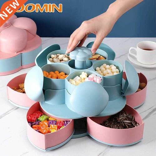 HOOMIN 2-layer Flower Candy Fruit Plate Petal-Shape
