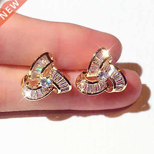 Top Quality Bling AAA Zircon Earrings Exquisite Cycle Round
