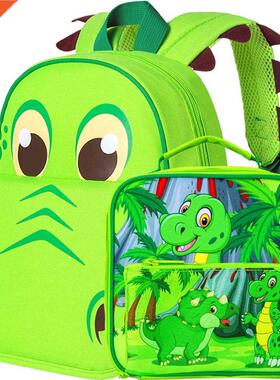 PCS Toddler Backpack for Boys, 12'' Dinosaur Bookbag and Lu