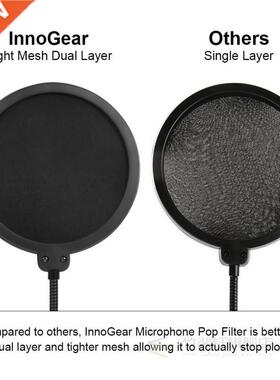 Updated Microphone Pop Filter Dual Layer Mic Pop Shield with