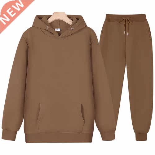 New Men Women Tracksuit Hoodies Casual Solid Color Thick Pul