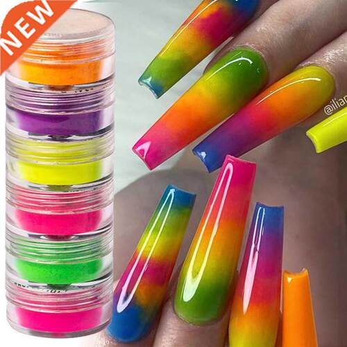 6Pcs/Set Neon Nail Art Powder Luminous Makeup Matte Eyeado