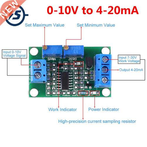 DC 0-10V to 4-20mA Non-Isolated Voltage to Current Converter