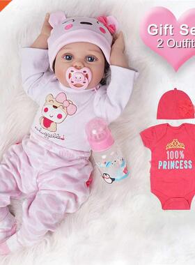 Cute Lovely Reborn Baby Doll with Clothes Set Short Hair Car