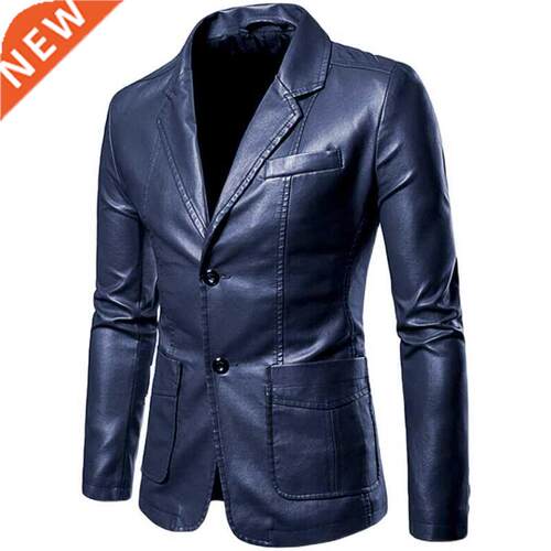 2022 Spring Autumn Fashion New Men's Casual Lapel Leather Dr