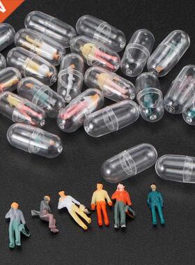 50Pcs Transparent Capsule Shell Plastic Pill Container Medi
