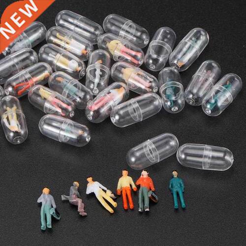 50Pcs Transparent Capsule Shell Plastic Pill Container Medi