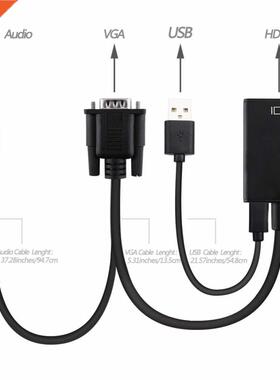 VGA to HDMI Converter Adapter Cable With Audio Output 1080