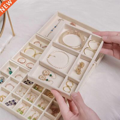 Velvet Jewelry Organizer Tray Ring Bracelet Gift Box Jewlery