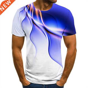 3D printed fle gradient T-shirt summer short sleeve sreet