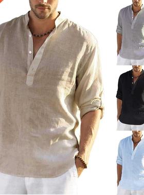 Men's Casual Long Sleeve Linen irts Faion Autumn Spring